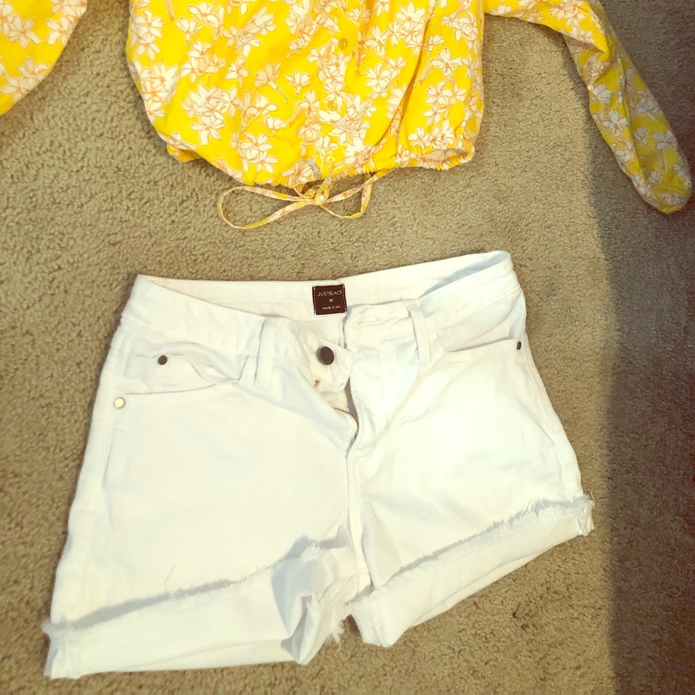 White jean shorts, size M.